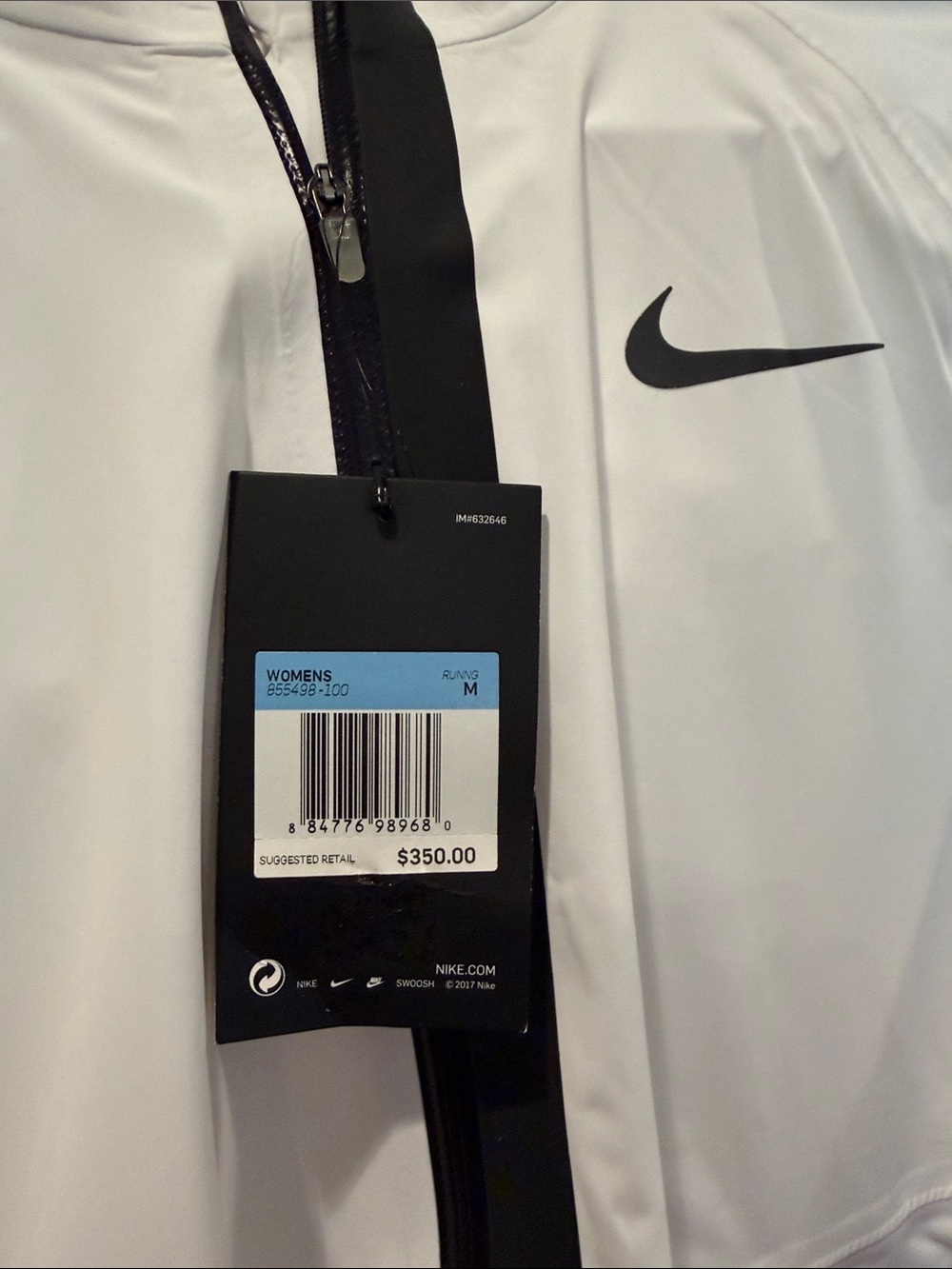 Nike White and Black Women’s AEROSHIELD Hooded Performance Jacket - Picture 5 of 5